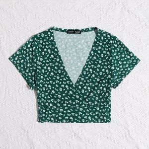 brandy emerald green floral crop top